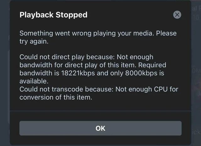 Plex neither direct play nor conversion is available